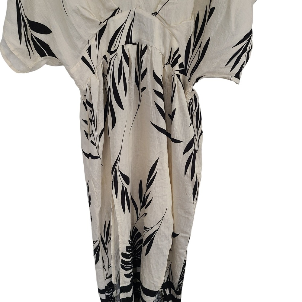 Cupshe Womens Cream Black Botanical Leaf Print V-Neck Maxi Dress Large New NWT - Picture 4 of 16